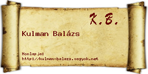 Kulman Balázs névjegykártya
